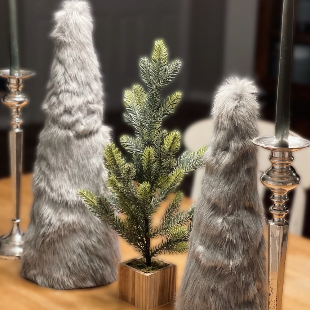 Gray Faux Fur Holiday Tree Set